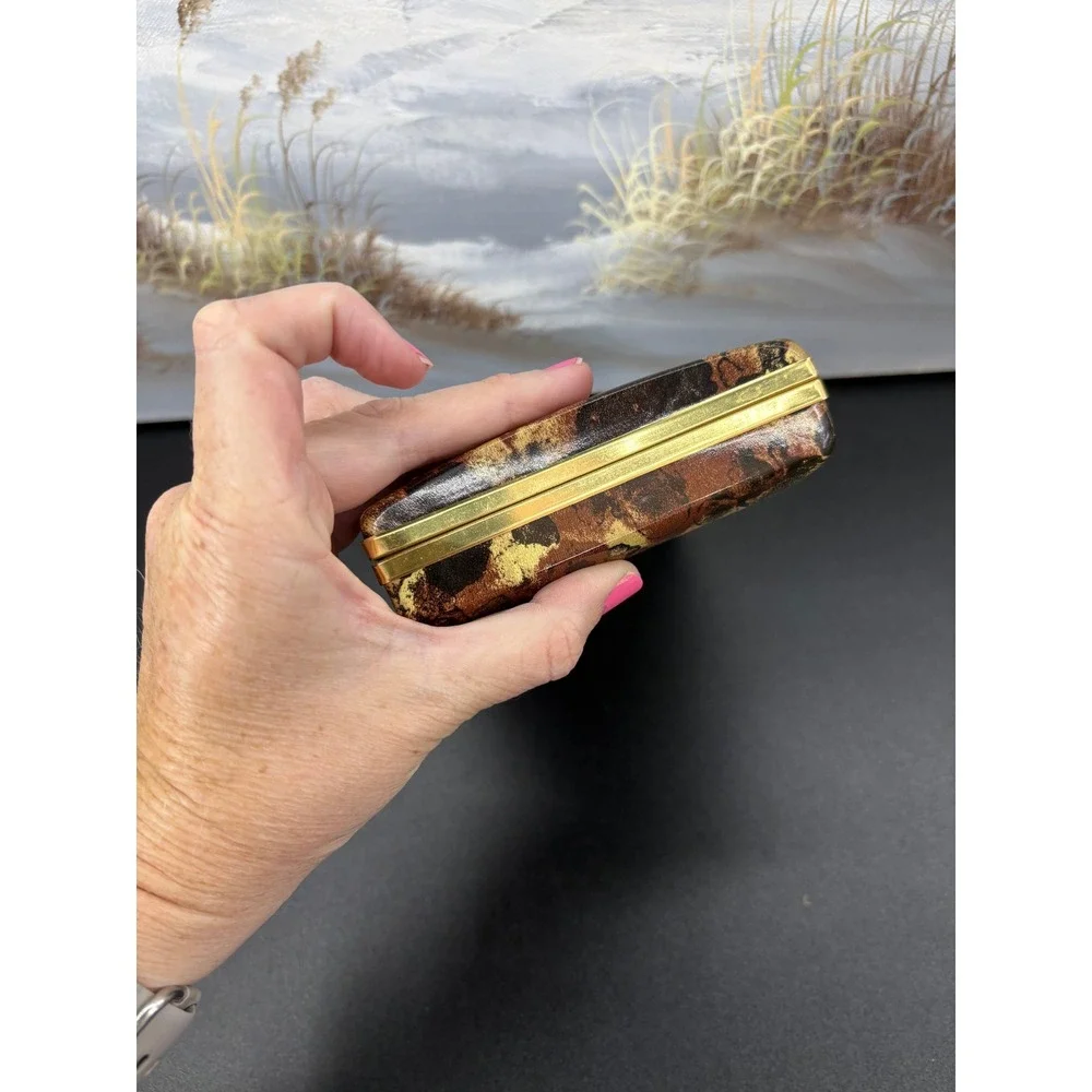 Vintage Mele Clamshell Jewelry Box For Earrings Travel Case Organizer